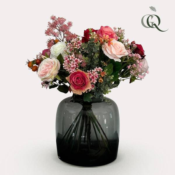 Kunstbloemen - Boeket M - Flame Roses - 45 cm  BotanicBridge