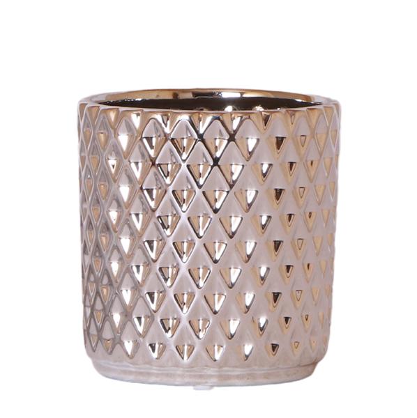 Kolibri Home | Metallic diamond bloempot - Zilveren keramieken sierpot Ø9cm  BotanicBridge