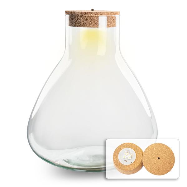 Terrarium fles - Erlenmeyer XL met verlichting in kurk - 32 cm hoog  BotanicBridge