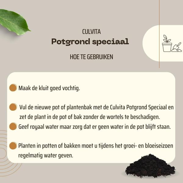 Culvita - Potgrond speciaal met 6 maanden voeding 40 liter - Premium grond voor kamerplanten & buitenplanten - inclusief EasyCoat plantenvoeding  BotanicBridge