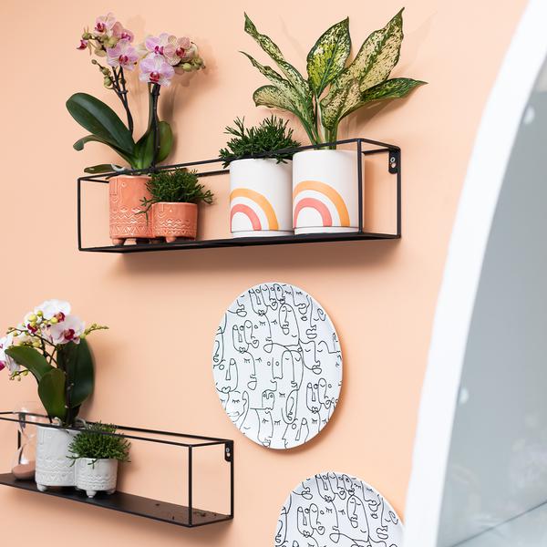 Kolibri Home | Rainbow peach bloempot - Crème keramieken sierpot met print  BotanicBridge