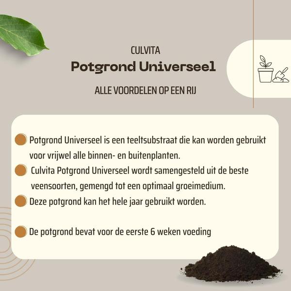 Culvita Universele Potgrond inclusief 2 maanden plantenvoeding - Universele potgrond voor kamerplanten en buitenplanten - 40 liter  BotanicBridge