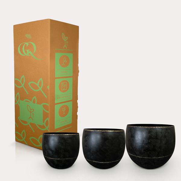 Pot - Zwart -Belia vintage black - set van 3  BotanicBridge